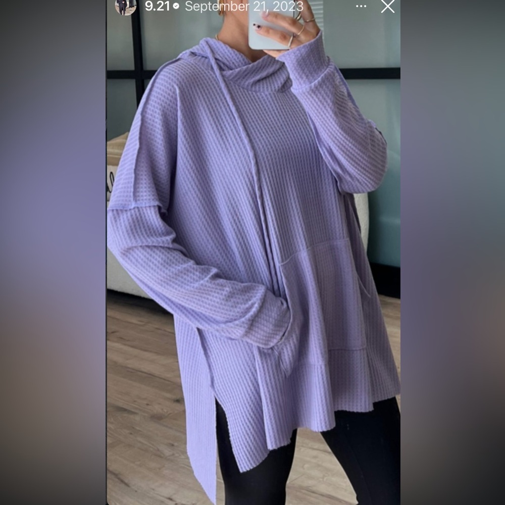 Talulah waffle tunic in lavender color